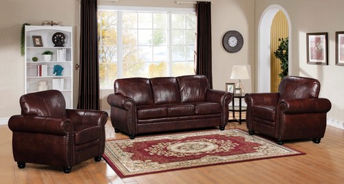 Brown leather seater sofa - leather, +