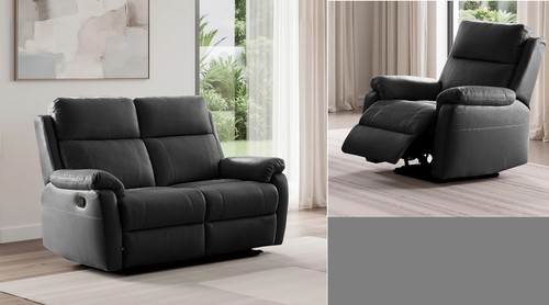 Black italian leather seater - black,