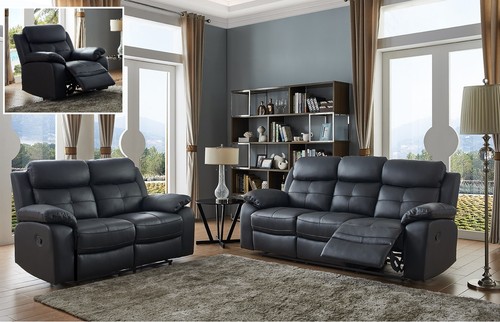 Black genuine leather seater - black,