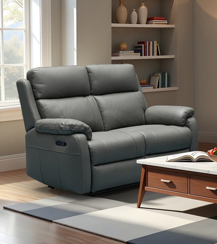 Dark grey italian leather - leather, 2