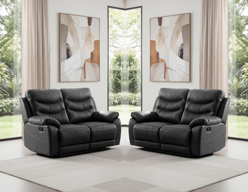 Black italian leather seater - black,
