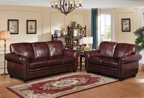 Brown leather seater - 3, 2