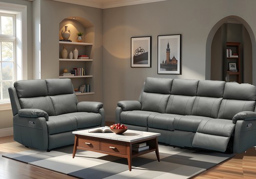 Dark grey italian leather - leather, 4
