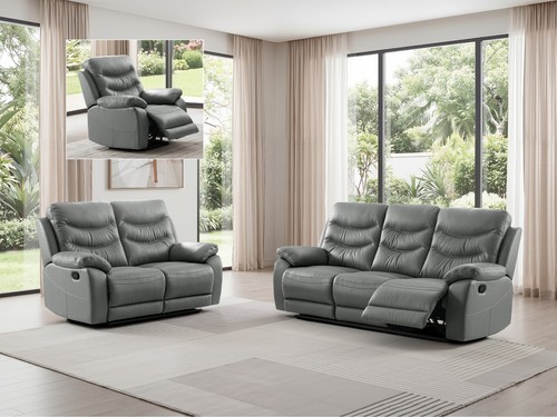 Dark grey italian leather - leather, 3