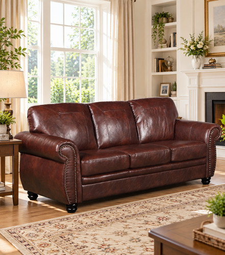 Brown leather traditional - leather,