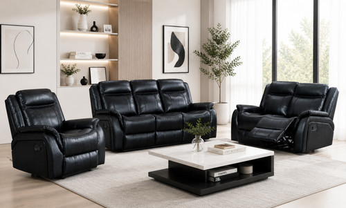 Black leather gel recliner - black,
