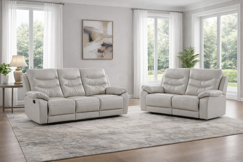 Grey italian leather seater - 3,