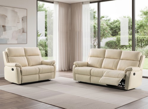 Cream genuine leather seater - 3,