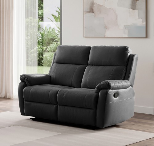 Black italian leather seater - black,