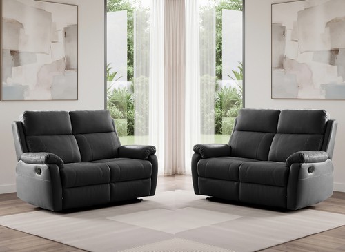 Black italian leather - italian, seater
