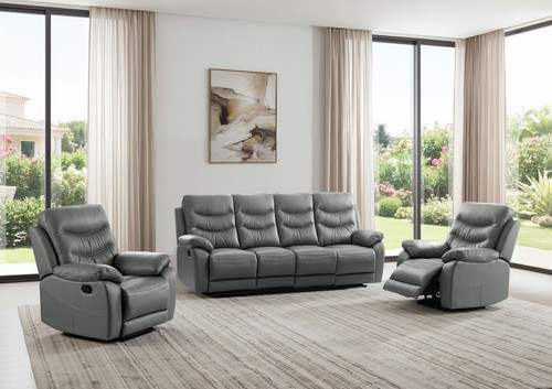 Dark grey italian leather - leather, 4