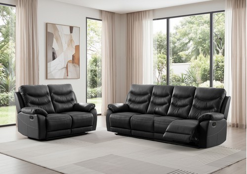 Black italian leather - italian, seater
