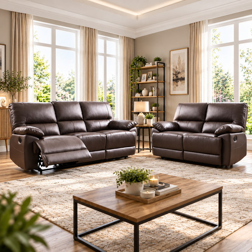 Brown real leather seater - brown,