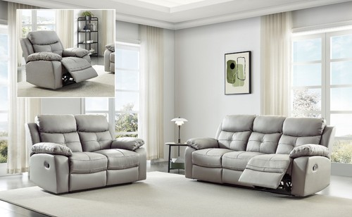 Grey genuine leather seater - 3,
