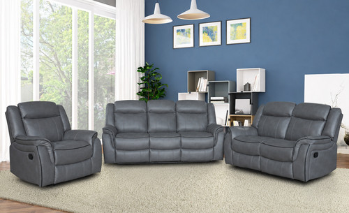 Grey leather gel recliner - recliner, 3