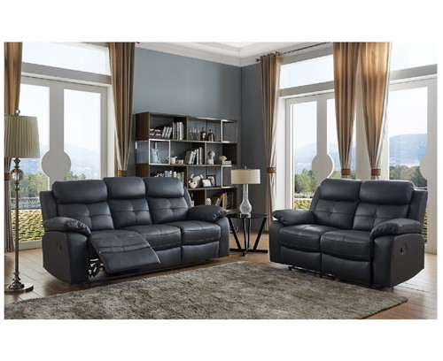 Black genuine leather seater - genuine, 3