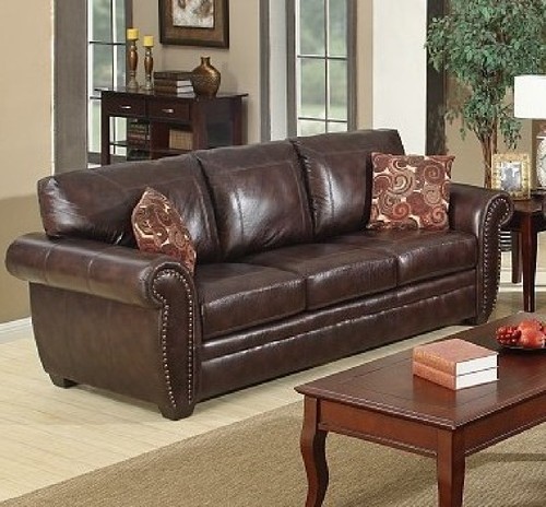 Brown leather traditional - brown,
