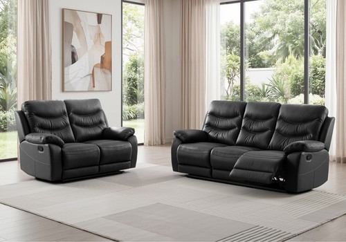 Black italian leather seater - 3,