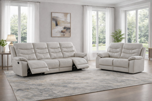 Grey italian leather seater - leather, 4