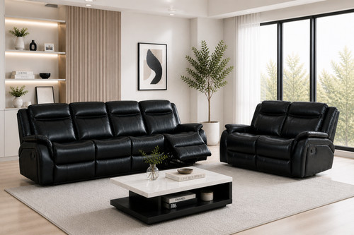 Black leather gel - gel, seater