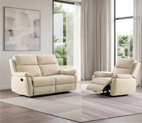 Cream italian leather - cream, seater