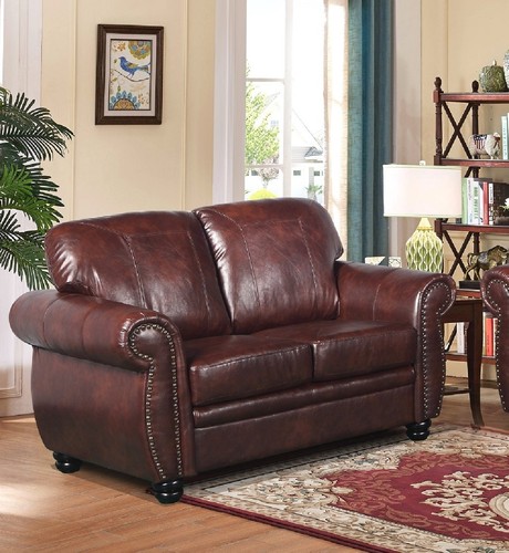 Brown leather traditional - brown,