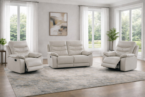 Grey italian leather - leather, seater