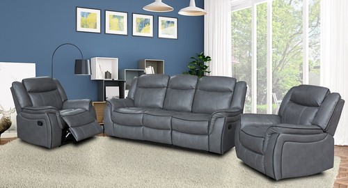 Grey leather gel reclining - grey,