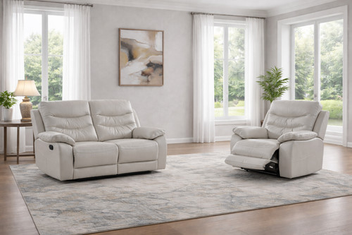 Grey italian leather seater - 2,
